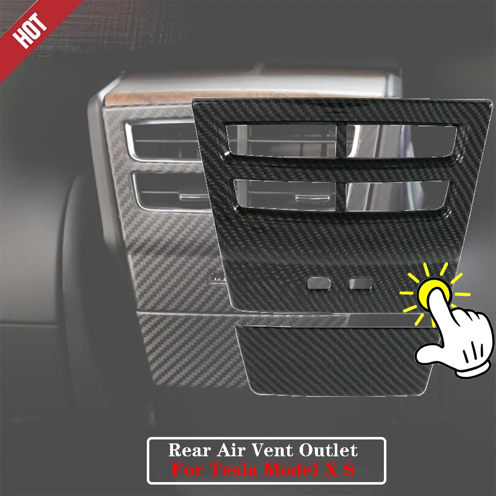 

For Tesla Model X S Carbon Fiber Rear Air Vent Outlet Decoration Cover Trim 1PC