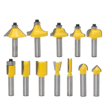 

12Pcs/set Milling Cutter Router Bit Set 8Mm Wood Cutter Carbide Shank Mill Woodworking Trimming Engraving Carving Cutting Tool