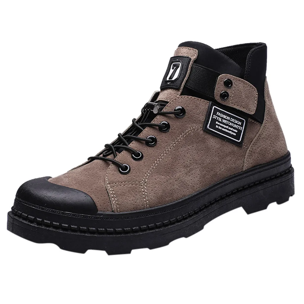 

Men Winter Casual Boots Thick-Soled Lace-Up Winter Tooling Shoes Plus Size High Top Boots For Mens 39-44