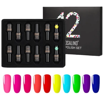

Rosalind 1Set/12Pc Nail Polish Semi Permanent Nail Art Manicure Primers Acrylic Nail Gel 7ML with Top Coat Base Coat