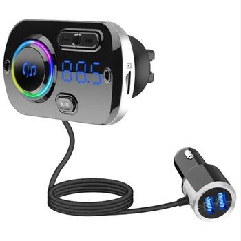 

Wireless Bluetooth FM Transmitter Car Handsfree MP3 Player Dual USB QC3.0 Fast with Colorful Atmosphere Lights