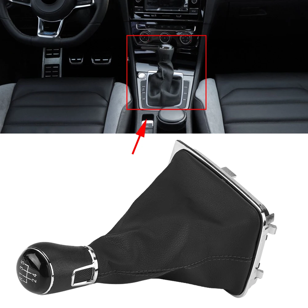 

5 Speed Car Gear Shift Knob Lever Shifter Stick Gaiter Boot Cover Gear Shift Knobs Gaiter Boot Covers for Golf 7 MK7 2013-2017