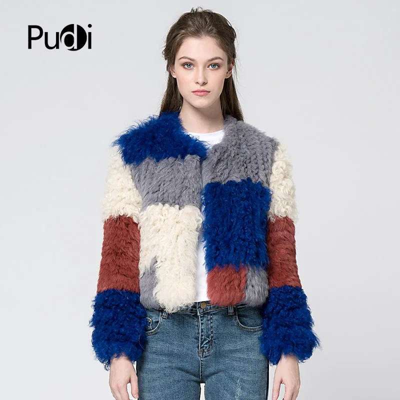 

Вязаное пальто CT7028 из монгольской овечьей шерсти и кроличьего меха, пальто, Русская женская зимняя куртка