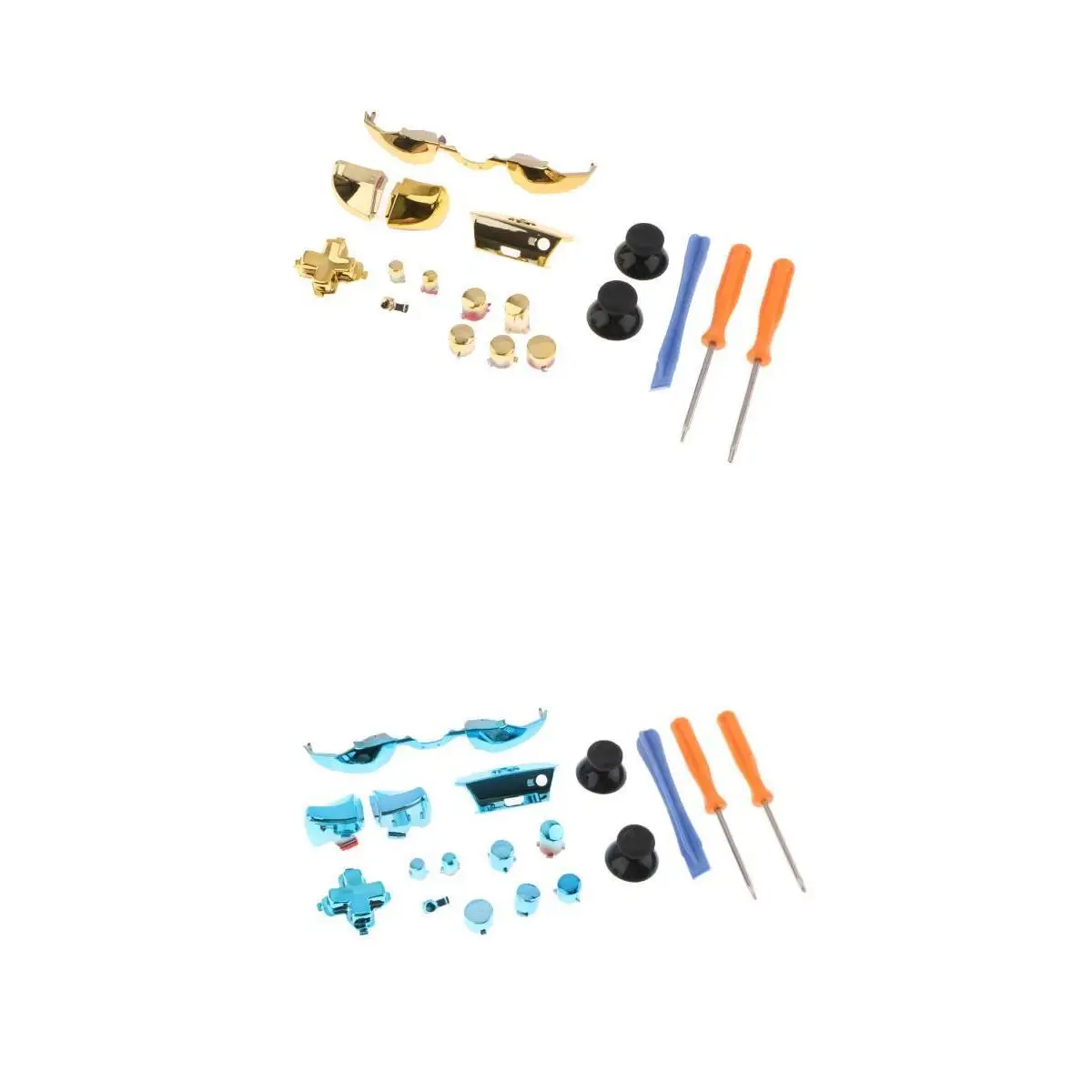 All-in-one Accessories Bundle for Microsoft Xbox One Elite Controller Button Parts & T6 T8 Repair Opening Tool Kit, Gold + Blue