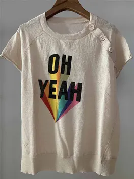 

Women Sweater Spring / Summer 2020 T-shirt Color Letter Printing Women's Sweater Tops