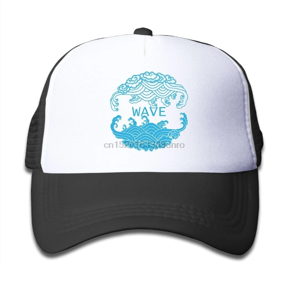 Wave Black Kids Girls Boys Baseball Cap Children Under 13 Years Old Adjustable Summer Mesh Hat