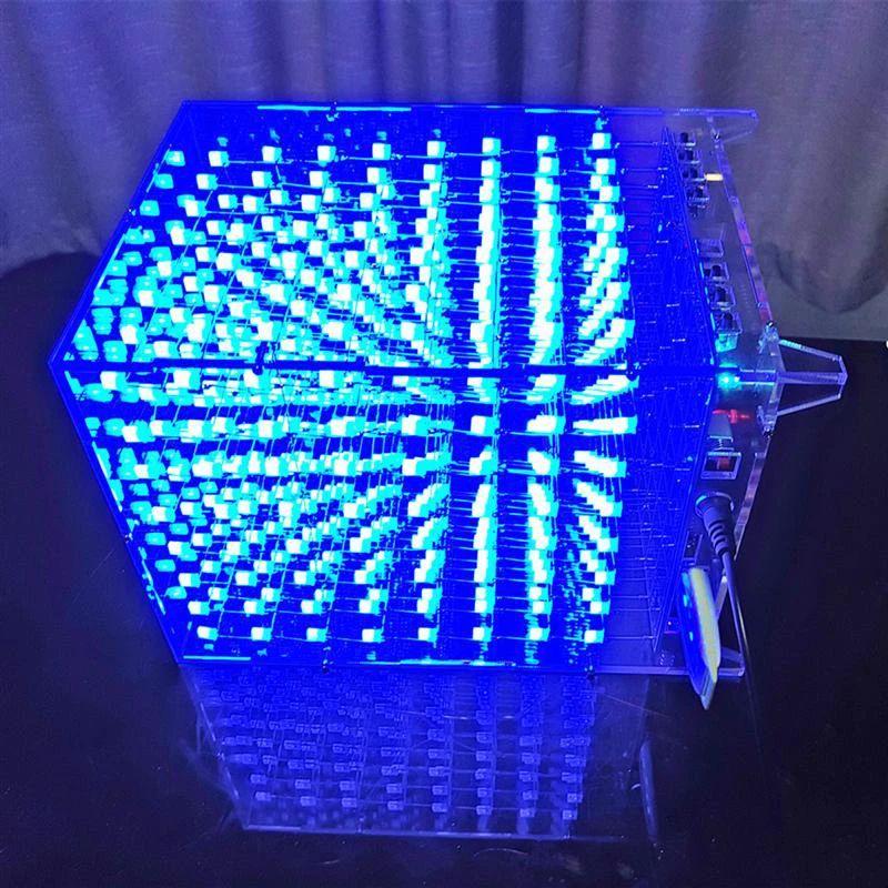 Горячее предложение! Распродажа! 3D квадрат 8x8x8 светодиодный синий светильник квадратный MP3 музыкальный спектр печатной платы DIY Kit