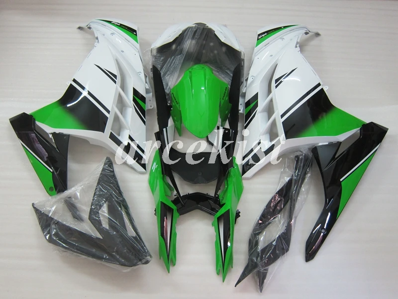 4 подарки ABS Полный обтекатели наборы Подходит для Kawasaki Ninja 300 EX300 300R 2013 Кузов Набор зеленый белый