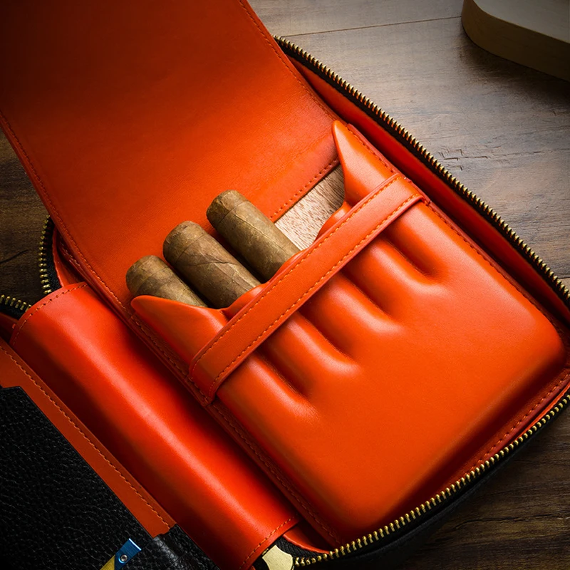 LUBINSKI Meta сигарета зажигалка с пепельницей и сигары резак W/съемный Humidor натуральная кожа подарочный набор сигар