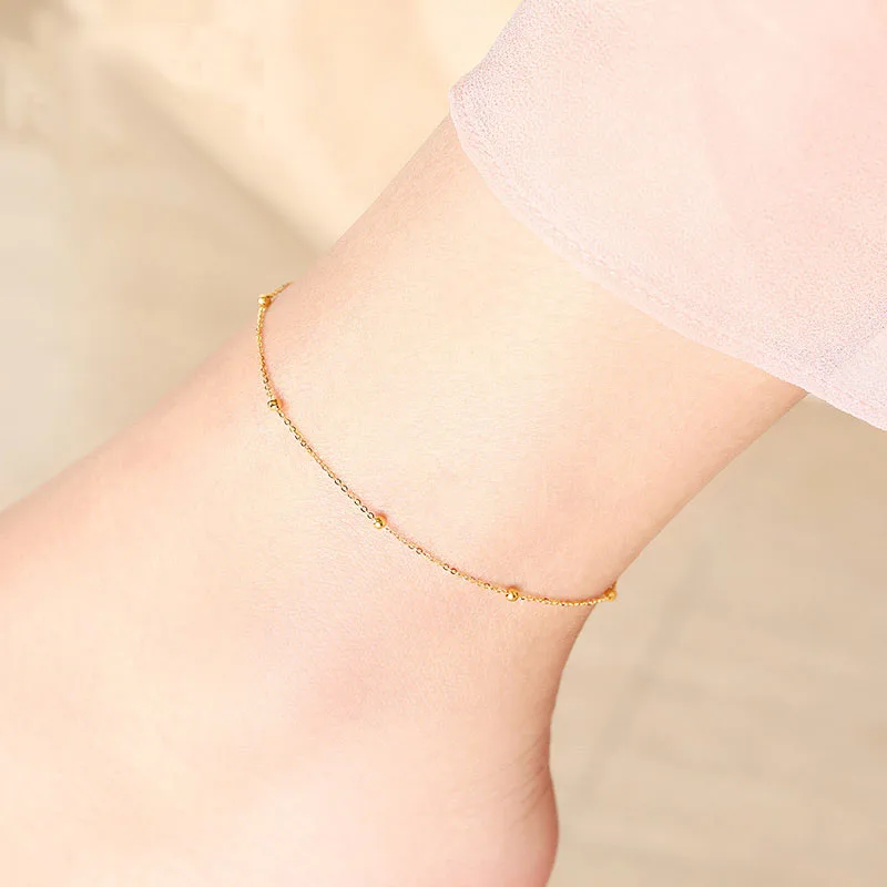 Tobillera de oro de 18K XF800 para mujer, joyería fina de oro amarillo, blanco y rosa AU750, regalo de lujo J500|Pulsera de tobillo| - AliExpress