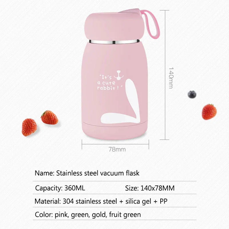 Thermos for Kids Stainless Steel Cute Water Bottle Mini Thermal Cups Flask Coffee Mugs 360ml Tumbler Vacuum Hot Water Drinkware