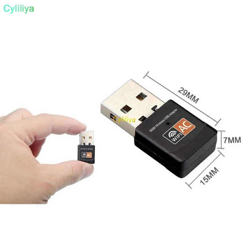 100pcs600Mbps USB WiFi Adapter 2.4GHz 5GHz WiFi Antenna PC Mini Wireless Computer Network Card Receiver Dual Band 802.11b/n/g/ac