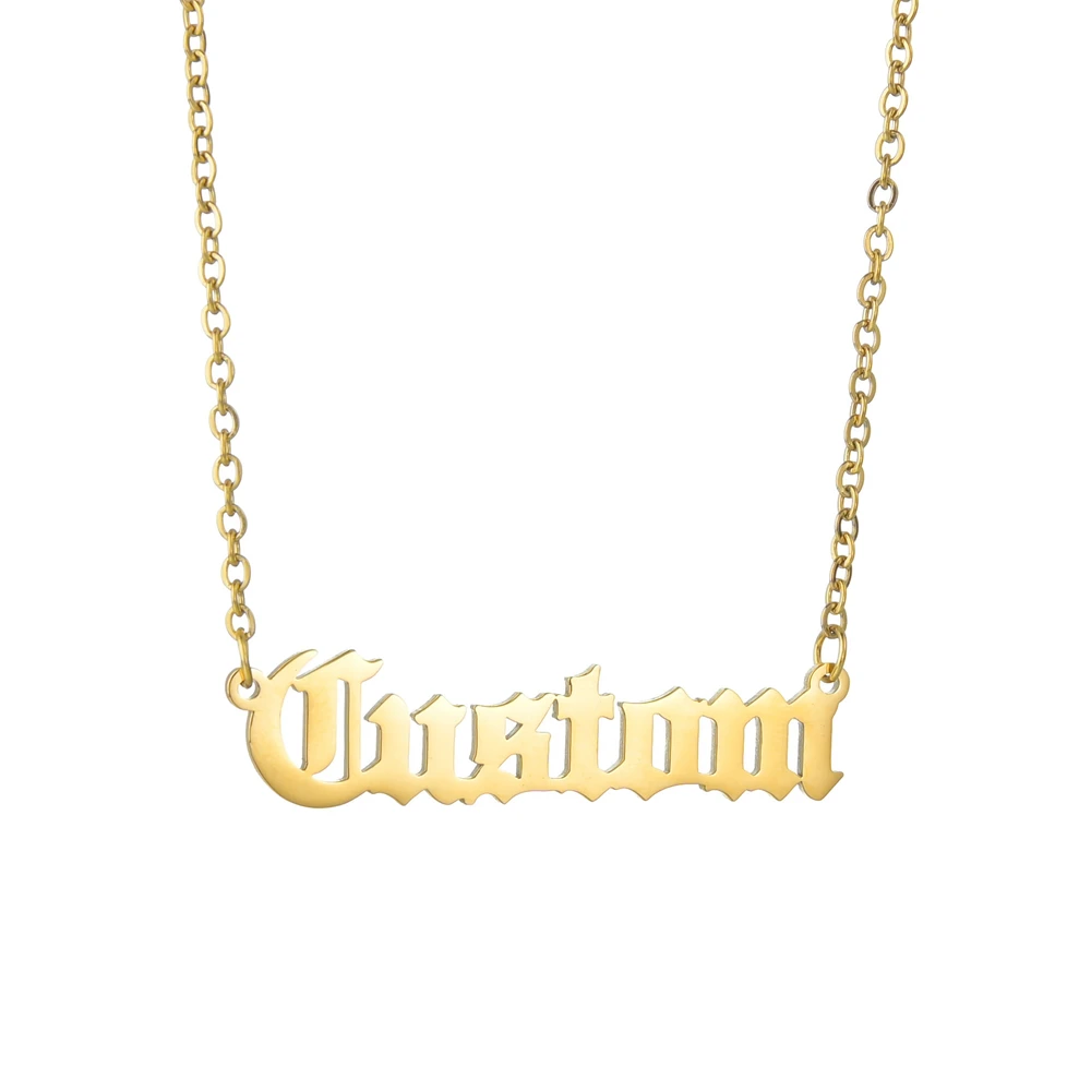 Customized Fashion Stainless Steel Name Necklace Personalized Letter 5mm NK Thick Chain for Women Men Pendant Nameplate Gift