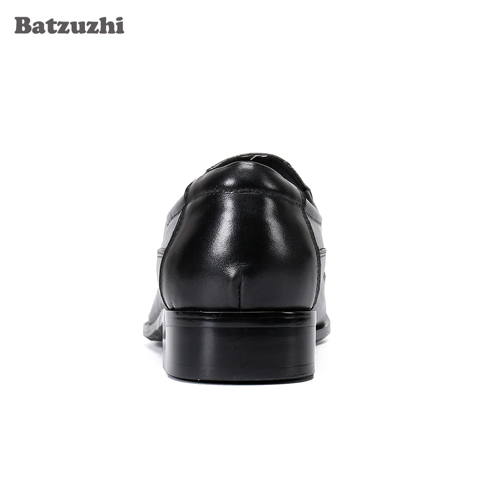 Batzuzhi Classic Men's Leather Dress Shoes Pointed Toe Black Genuine Leather Shoes Men for Business Formal, Big Size US6-12