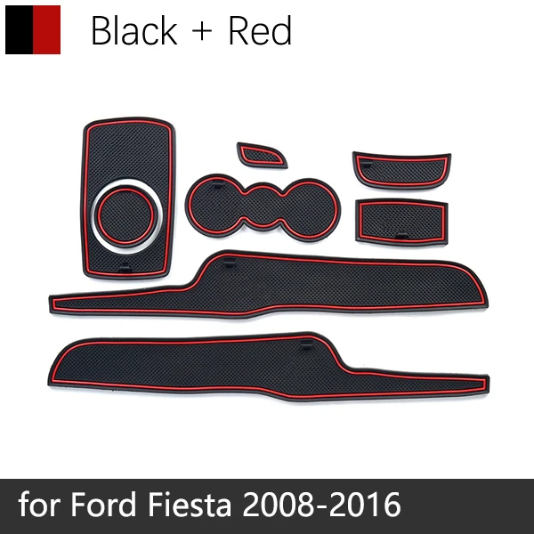 Противоскользящие резиновые чашки подушки двери паз коврик для Ford Fiesta MK6 MK7 ST 2008~ 2009 2010 2013 Аксессуары коврик для телефона - Название цвета: Красный