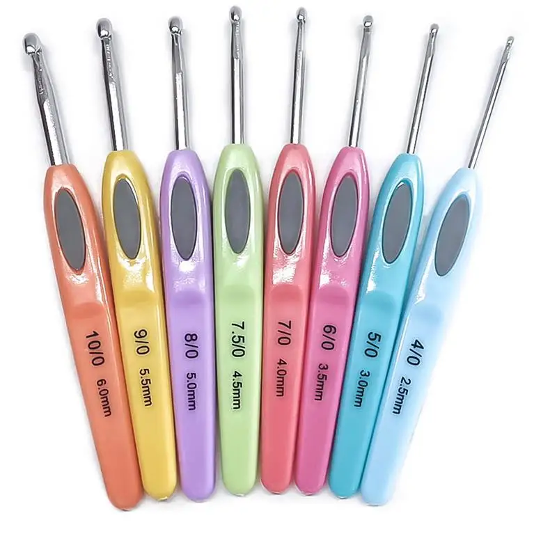 8Pcs/Set Multicolor Crochet Hooks Plastic Handle Aluminum Knitting Needle Yarn Sweater Weave Sewing Craft Tools Weaving Kit | Дом и сад