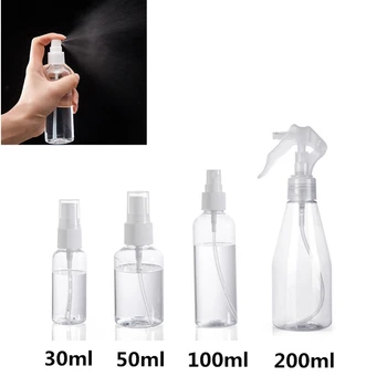 

1Pc Transparent Empty Plastic Spray Bottle 200/100/50/30ml Portable Refillable Alcohol Atomizer Essence Liquid Sprayer Bottles