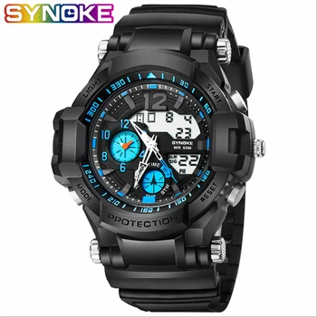 

SYNOKE Men's Sport Watch Multi-Function Vintage Waterproof LED Digital Double Action Quartz Quartz Clock Relogio Masculino L30