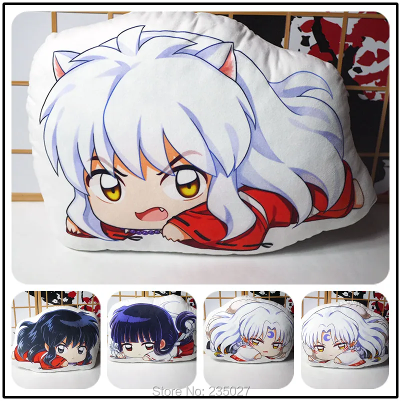 

Anime Inuyasha Higurashi Kagome Sesshoumaru Kikyo figure pillow toy stuffed plush doll double sided case cosplay 48cm