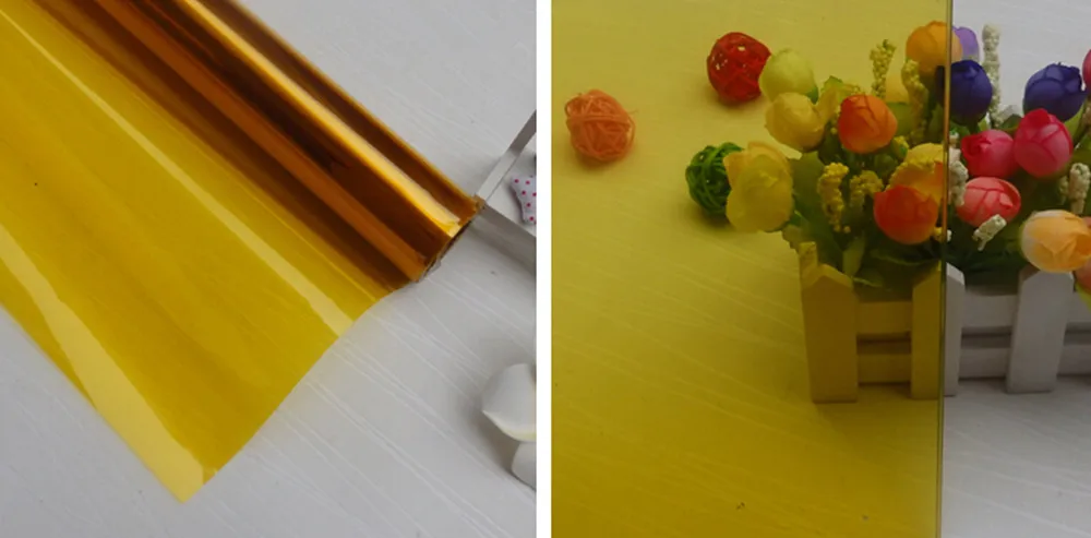 Gold Yellow SUNICE красочное окно пленка Рождественский дизайн в окно стекло самоклеящееся украшение для домашнего магазина 80 см X 800 см - Цвет: Gold Yellow