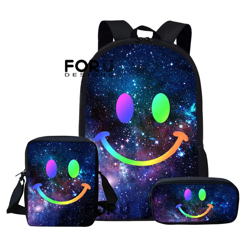 L5537CEK FORUDESIGNS/рюкзак с 3D смайликом для детей, Повседневная сумка для книг, школьная сумка, набор для детей, рюкзак для мальчиков и девочек, mochila escola - Цвет: L5537CEK