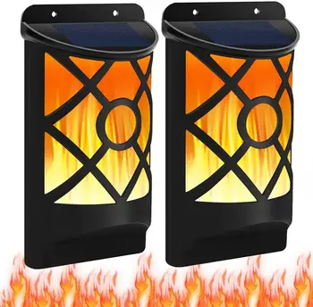 

LED Solar Camping Light Flame Wall Light 2835smd 66 LED Outdoor Waterproof Dark Sensor for Yard Bench Pathway Garden