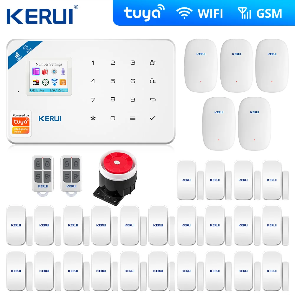 Kerui W18 Wireless Tuya Wifi GSM Alarm IOS Android APP Control Home Burglar System Vibration sensor Security | Безопасность и