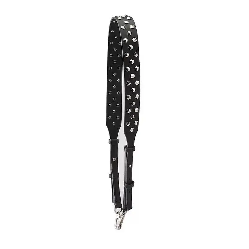 black rivet Ремешки из натуральной кожи с заклепками, ремешки на плечо, регулируемые по длине, женские ремешки на одно плечо, ремешки через плечо - Цвет: black rivet
