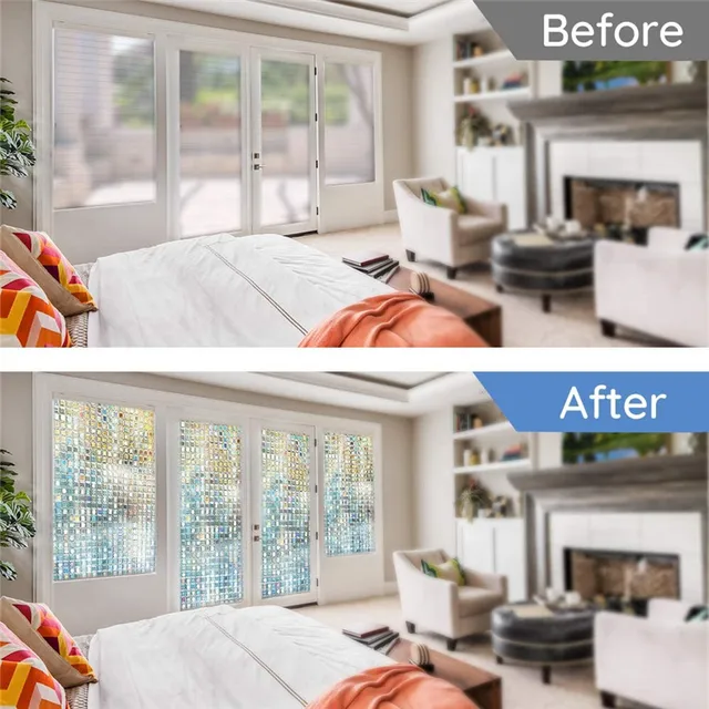 45X100 Cm 3D-S Statikus Ablak Film Adatvédelmi Matrica Szivárványfilmek Ólomüveg Ön Adagoló Fóliakablak Dekoráció - Image 3