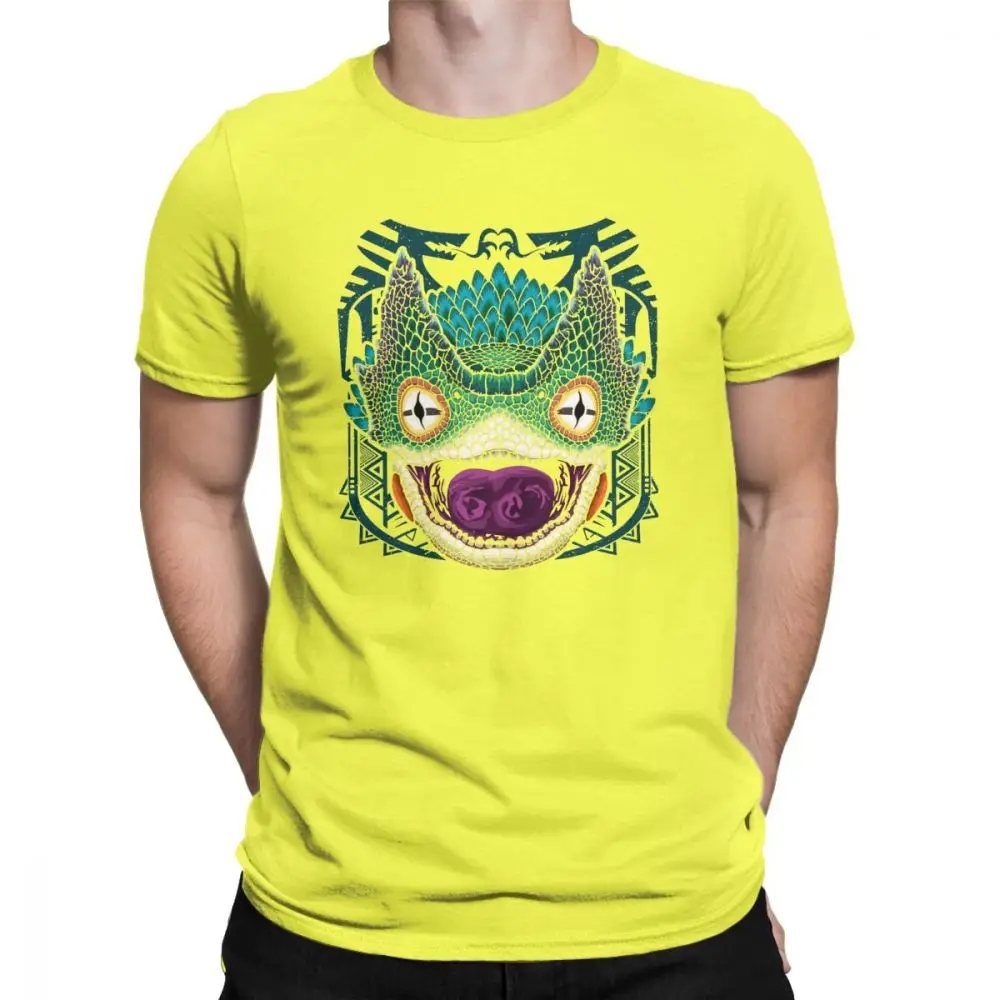 Мужские футболки с монстрами и охотниками, Pukei MHW, хлопковая одежда, новинка, футболка с коротким рукавом, Уникальные футболки размера плюс - Цвет: Цвет: желтый
