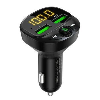 

Mini Bluetooth 5.0 Wireless Fast Car Phone Chargers With FM Transmitter MP3 Player 3.1A Dual USB Phone Charger in car