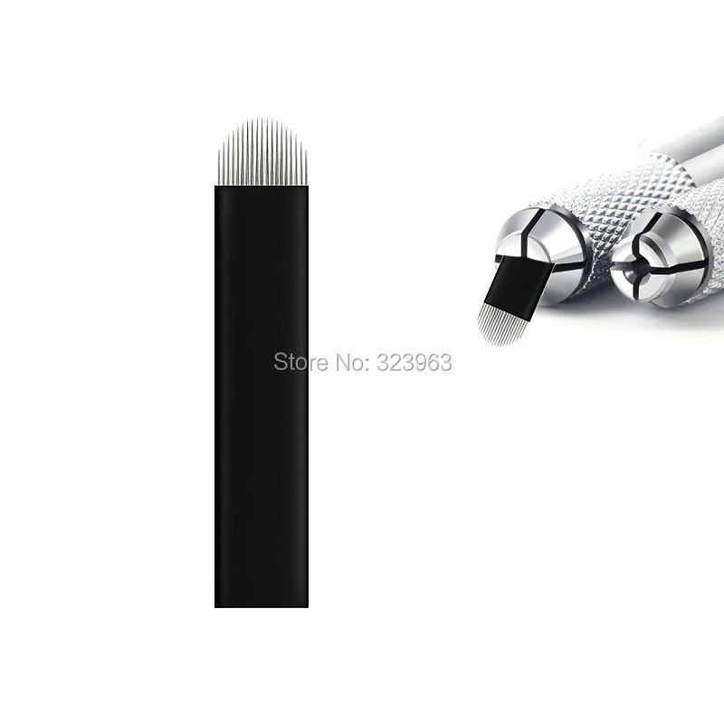0,2 мм Laminas Microblading Lamina Tebori U для постоянного макияжа бровей губ микроблейдинг иглы Лезвия для тату ручка-держатель игл