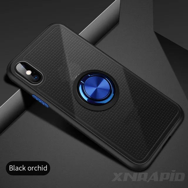 Alxun для iPhone 11 чехол с прозрачным сетчатым кольцом кронштейн защита границы для iPhone 11 Pro Max 6 6s 7 8 Plus X XS XR чехол - Цвет: Black Blue