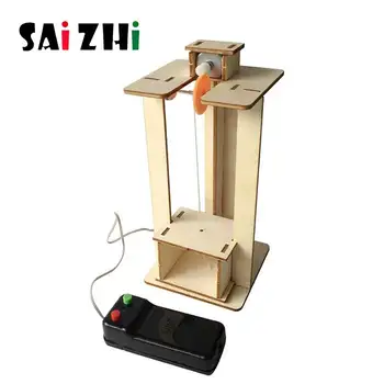 

Saizhi DIY kids Science Experiment Electric Science Model Kits physics technology toys Wooden Elevator STEM Educational toys