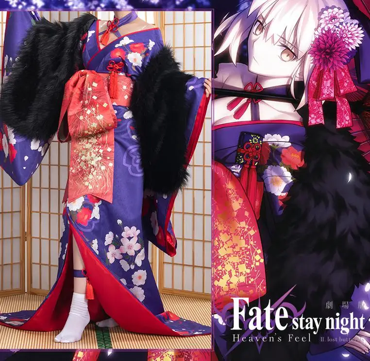 Аниме Fate Stay Night Heaven's Feel Saber Alter/arturia Pendragon Alter Косплей женское кимоно Grand Order/fgo Costum| |