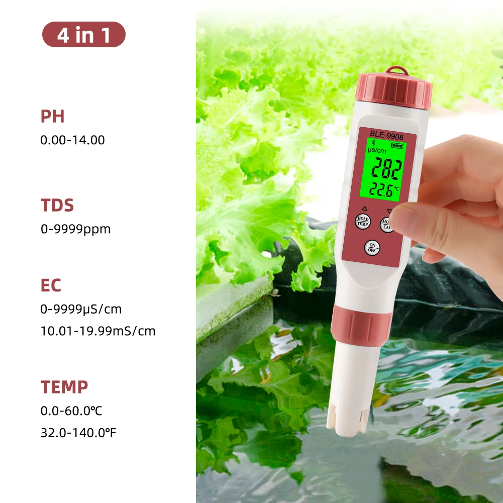 noisemeter Blue Tooth 5 in 1 PH EC TDS Salinity TEMP Meter Digital Water Quality Tester Smart Online Monitor APP Control for Aquariums Pool electronic tape measure