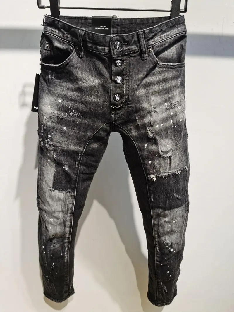 DSQUARED2 pantalones rasgados para hombre y D2, chaqueta de motorista, Slim, negro, Dsq2, A397, novedad de 2021|Pantalones vaqueros| - AliExpress