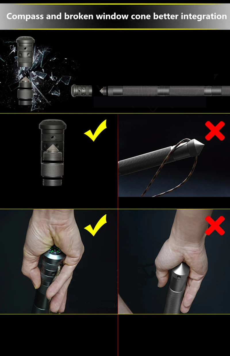 Outdoor Defense Tactical Stick Alpenstock Hiking Tool Camping Equipment Multifunctional Folding Tools Army Stock (14)