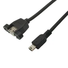 0.3M 0.5M Mini USB 5Pin Male to USB2.0 Type A Female Printer Panel Mount Cable & Screw