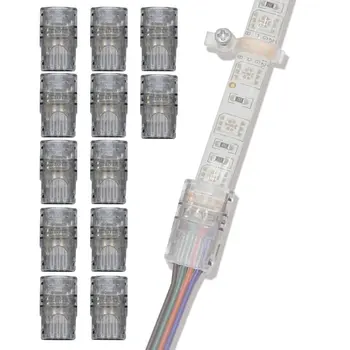 

4 Pin LED Connector for Waterproof 5050 LED Strip Light- Strip to Wire Quick Connection (12Pcs 4-Pin Strip to Wire) jk1068