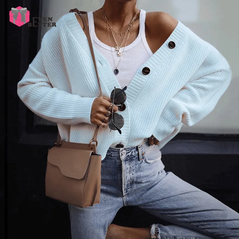 EvenBetter Новое поступление осень-зима женский свитер модный свитер пуговицы длинный рукав кардиган теплый подарок для дам