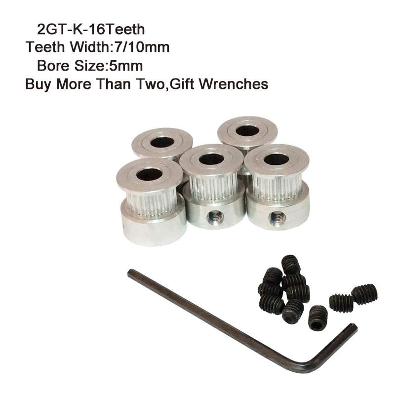 

2GT-K Timing Pulley 16 Teeth 5mm Bore 7mm 10mm Teeth Width GT2 Synchronous Wheel Fit GT2 Belt Width 7&10mm 3D Printer Parts