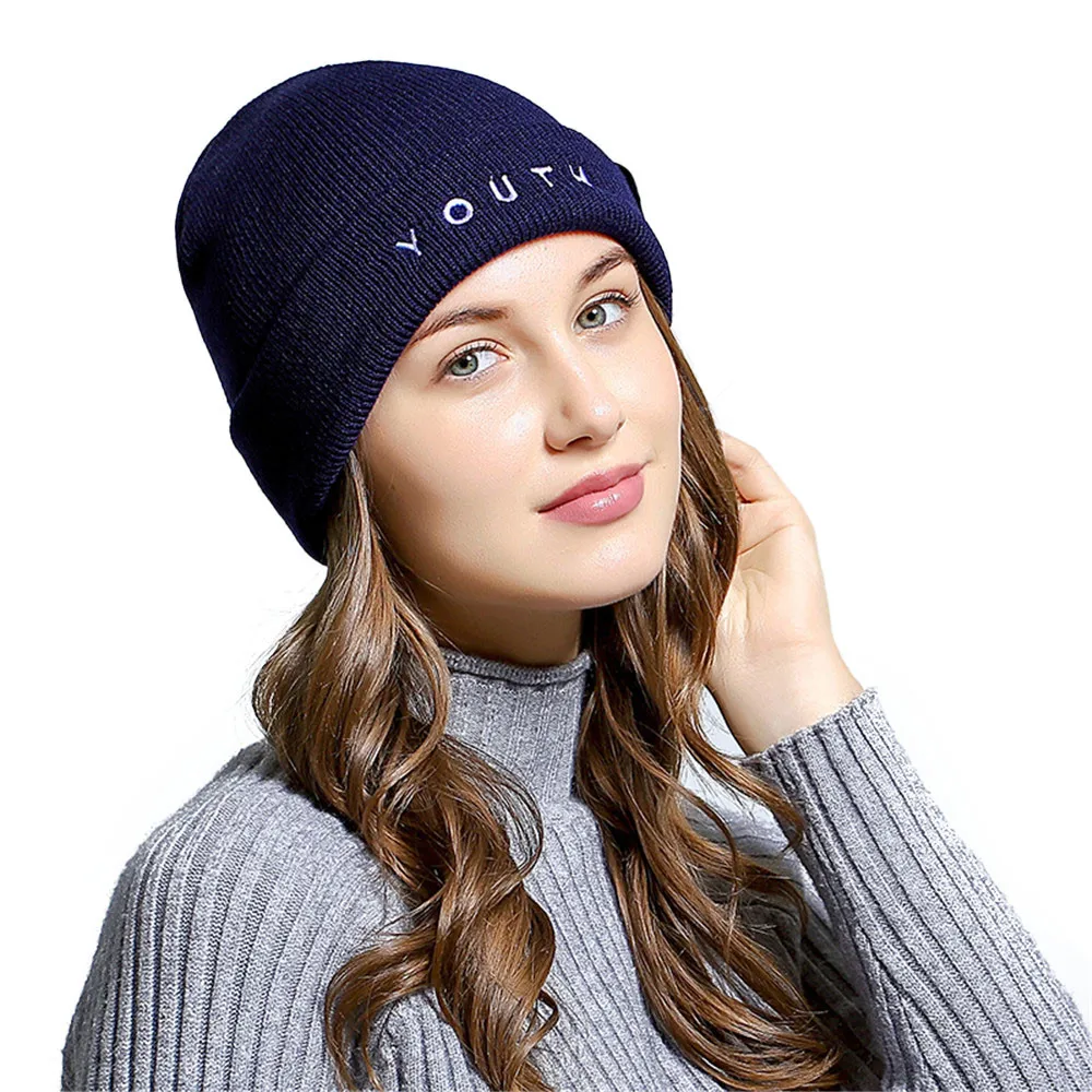 Zerotime#H5 NEW Letter Embroidered Men Women Baggy Wool Knit Ski Beanie Hat кепка шапка warm daily autumn Free Shipping