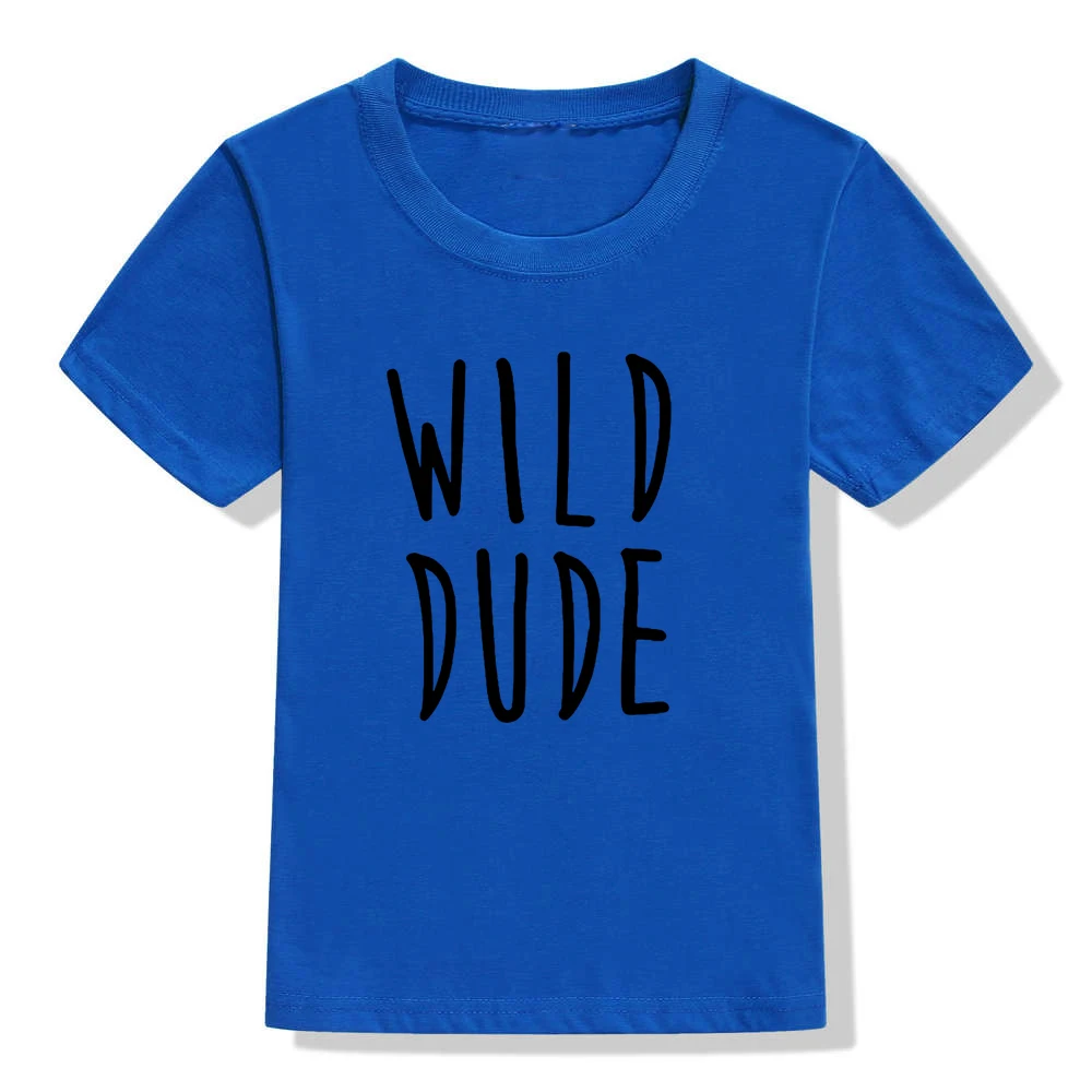Детская футболка с надписью «Wild Dude» футболка для мальчиков и девочек футболка «Brothers Sister», детская одежда для малышей Забавные футболки, Прямая поставка - Цвет: H412-KSTBU-