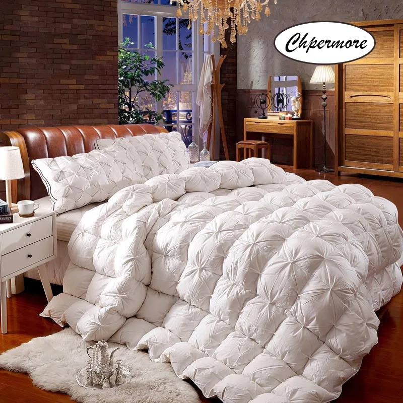 Chpermore 100% Cotton Lining Twist flower Down Quilt Duvets 100 % White Goose/Duck Down Comforters King Queen Twin Full Size bed comforter