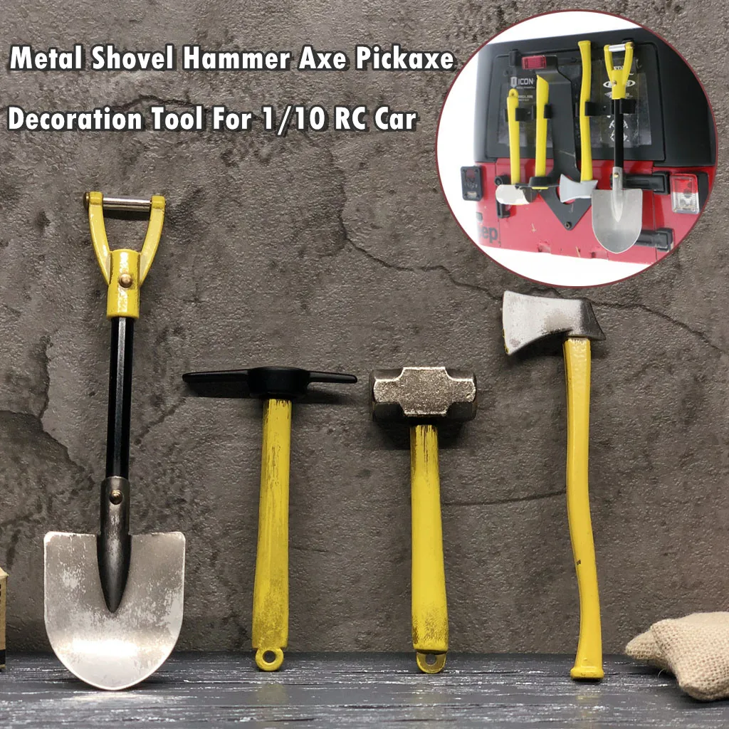 Remote control car accessories Metal Shovel Hammer Axe Pickaxe Decoration Tool Kit For SCX10 TRX-4 D90 RC Car 1.10 игрушки Toys |