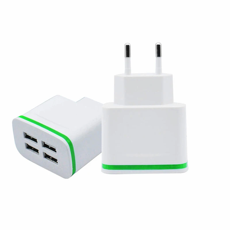 New Power AC/DC Adapters EU Plug Multifunction 4 USB Port Light-emitting Charger Total 3A Travel USB Charger