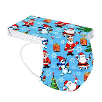 

50PC Christmas Print Masks Women Man Mask Disposable Face Mask 3Ply Ear Loop Disposable Mask Ear hook masque adulte jetable
