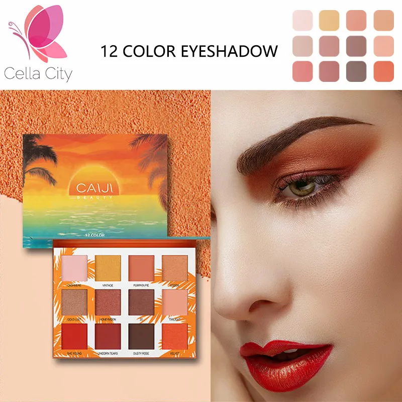 

Cellacity 12 color eyeshadow makeup pallete Matte Shimmer Glitter Woman Nude Eyeshadow Powder Waterproof Pigmented