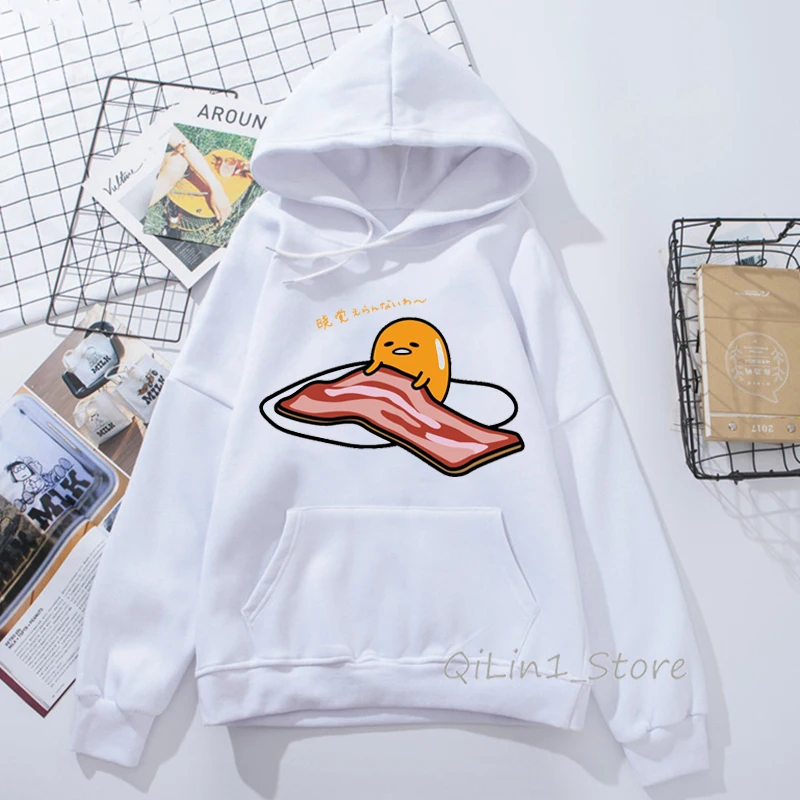81721M Милые толстовки для женщин Kawaii Мультфильм Gudetama ленивый яичный желток принт Забавный балахон женщина Графический Hoody дамы шляпа Толстовка sudaderas - Цвет: 81721M